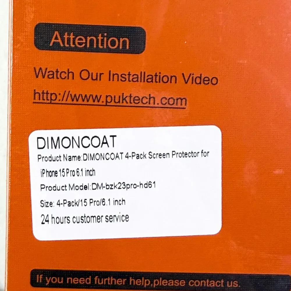 DIMONCOAT 4-Pack Screen Protector Tempered Glass for iPhone 15 Pro 6.1 inch NEW